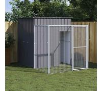 vidaXL Pollaio con Area Corsa Antracite 165x251x181 cm Acciaio Zincato
