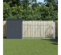 vidaXL Pollaio con Area Corsa Antracite 165x455x181 cm Acciaio Zincato