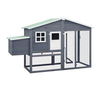 vidaXL Pollaio con Casetta Nidificazione Grigio Bianco in Legno Abete