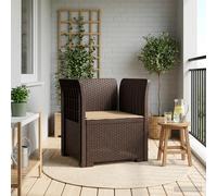vidaXL Poltrona a 1 Posto con Cuscino Aspetto Rattan PP Marrone