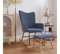 vidaXL Poltrona a Dondolo con Poggiapiedi Blu in Tessuto