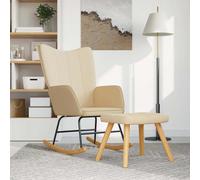 vidaXL Poltrona a Dondolo con Poggiapiedi Crema in Tessuto