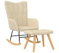 vidaXL Poltrona a Dondolo con Poggiapiedi Crema in Tessuto