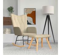 vidaXL Poltrona a Dondolo con Poggiapiedi Crema in Tessuto