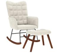 vidaXL Poltrona a Dondolo con Poggiapiedi Crema in Velluto, sedia, sedia a sdraio, posti a sedere, sedia a dondolo, sedia da salotto, sedia relax