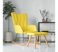 vidaXL Poltrona a Dondolo con Poggiapiedi Giallo Senape in Tessuto