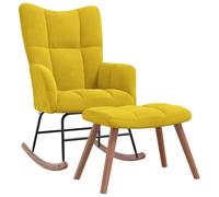 vidaXL Sedia a dondolo con poggiapiedi Sedia di relax con sgabello Seduta Relax Poltrona Soggiorno Soggiorno Giallo Senape Velluto