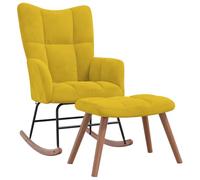 vidaXL Sedia a dondolo con poggiapiedi Sedia di relax con sgabello Seduta Relax Poltrona Soggiorno Soggiorno Giallo Senape Velluto