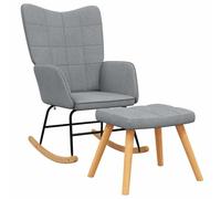 vidaXL Poltrona a Dondolo con Poggiapiedi Grigio Chiaro in Tessuto