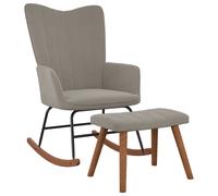 vidaXL Poltrona a Dondolo con Poggiapiedi Grigio Chiaro in Velluto