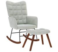 vidaXL Poltrona a Dondolo con Poggiapiedi Grigio Chiaro in Velluto, sedia, sedia a sdraio, seduta lounge, sedia a dondolo, sedia da salotto