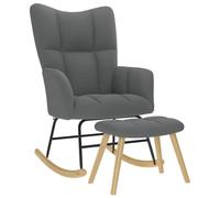 vidaXL Poltrona a Dondolo con Poggiapiedi Grigio Scuro in Tessuto, Sedia, Sedia Relax, Sedia in Tessuto, Sedia da Soggiorno, sedie Relax