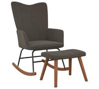 vidaXL Poltrona a Dondolo con Poggiapiedi Grigio Scuro in Velluto