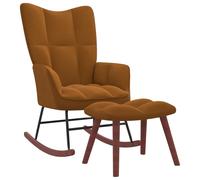 vidaXL Poltrona a Dondolo con Poggiapiedi Marrone in Velluto