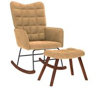 vidaXL Poltrona a Dondolo con Poggiapiedi Marrone in Velluto, sedia, sedia a sdraio, posti a sedere, sedia a dondolo, sedia da salotto, sedia relax