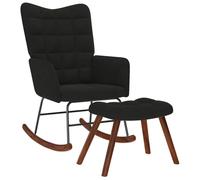 vidaXL Poltrona a Dondolo con Poggiapiedi Nera in Velluto, sedia, sedia a sdraio, posti a sedere, sedia a dondolo, sedia da salotto, sedia relax