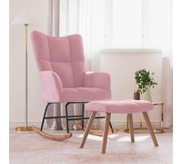 vidaXL Poltrona a Dondolo con Poggiapiedi Rosa in Velluto