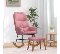 vidaXL Poltrona a Dondolo con Poggiapiedi Rosa in Velluto, Sedia, Sedia da Salotto, Sedia Relax, Sedia a Sdraio, posti a Sedere, Sedia Relax