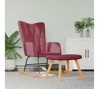 vidaXL Poltrona a Dondolo con Poggiapiedi Rosso Vino in Tessuto