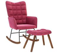 vidaXL Poltrona a Dondolo con Poggiapiedi Rosso Vino in Velluto, sedia, sedia a sdraio, posti a sedere, sedia a dondolo, sedia da salotto, sedia relax