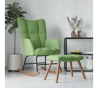 vidaXL Poltrona a Dondolo con Poggiapiedi Verde Chiaro in Velluto