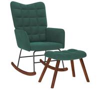 vidaXL Poltrona a Dondolo con Poggiapiedi Verde Scuro in Velluto, sedia, sedia a sdraio, posti a sedere, sedia a dondolo, sedia da salotto