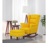 vidaXL Poltrona a Dondolo Gambe in Legno e Poggiapiedi Giallo Velluto
