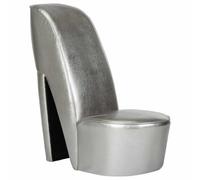 vidaXL Sedia a Forma di Scarpa con Tacco Alto Sedile Sedia da Soggiorno Casa Decorazione Interni Sedia da Serata a Tema Argento Similpelle