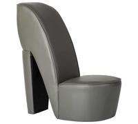 vidaXL Poltrona a Forma di Scarpa con Tacco Design Audace Moderna Comoda Imbottita Morbida Sedia Imbottita Arredo Casa in Similpelle Grigia