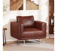 vidaXL Poltrona a Pozzetto con Gambe Cromate Marrone in Similpelle