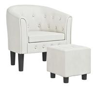 vidaXL Poltrona a Pozzetto con Poggiapiedi Bianca in Similpelle