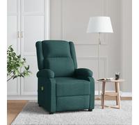 vidaXL Poltrona ad Ala Massaggiante Verde Scuro in Tessuto