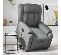 vidaXL Poltrona Alzapersona Elettrica Reclinabile Grigio in Similpelle