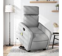 vidaXL Poltrona Alzapersona Massaggi Reclinabile Grigio Chiaro Tessuto