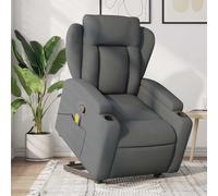 vidaXL Poltrona Alzapersona Massaggi Reclinabile Grigio Scuro Tessuto