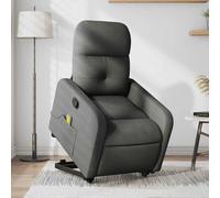 vidaXL Poltrona Alzapersona Massaggi Reclinabile Grigio Scuro Tessuto