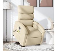 vidaXL Poltrona Alzapersona Massaggiante Elettrica Crema in Tessuto