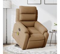 vidaXL Poltrona Alzapersona Massaggiante Elettrica Marrone Velluto