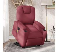 vidaXL Poltrona Alzapersona Massaggiante Elettrica Rosso Vino Tessuto