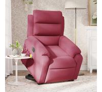 vidaXL Poltrona Alzapersona Massaggiante Elettrica Rosso Vino Velluto