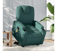 vidaXL Poltrona Alzapersona Massaggiante Elettrica Verde Scuro Tessuto