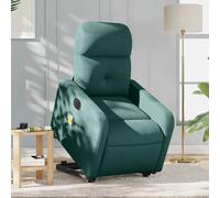 vidaXL Poltrona Alzapersona Massaggiante Elettrica Verde Scuro Tessuto