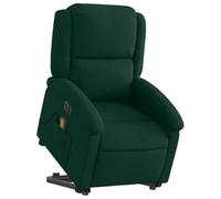 vidaXL Poltrona Alzapersona Massaggiante Elettrica Verde Scuro Velluto, poltrona reclinante alzapersona elettrica, poltrona reclinabile, poltrona reclinante