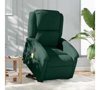 vidaXL Poltrona Alzapersona Massaggiante Elettrica Verde Scuro Velluto, poltrona reclinante alzapersona elettrica, poltrona reclinabile, poltrona reclinante
