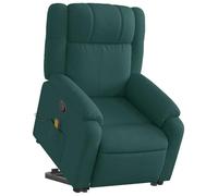 vidaXL Poltrona Alzapersona Massaggiante Verde Scuro in Tessuto