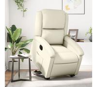 vidaXL Poltrona Alzapersona Reclinabile Crema in Similpelle