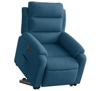 vidaXL Poltrona Alzapersona Reclinabile Elettrica Blu in Velluto, poltrona reclinante alzapersona elettrica, poltrona reclinabile, poltrona motorizzata