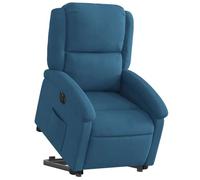 vidaXL Poltrona Alzapersona Reclinabile Elettrica Blu in Velluto