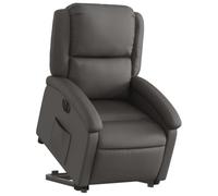 vidaXL Poltrona Alzapersona Reclinabile Elettrica Grigia in Vera Pelle