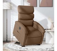 vidaXL Poltrona Alzapersona Reclinabile Elettrica Marrone Tessuto